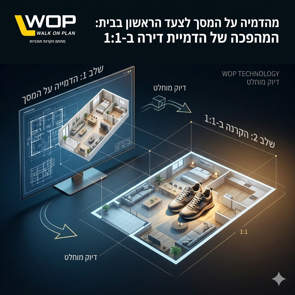 הדמיית דירה באמצעות הקרנת תוכניות על רצפת החלל - WOP