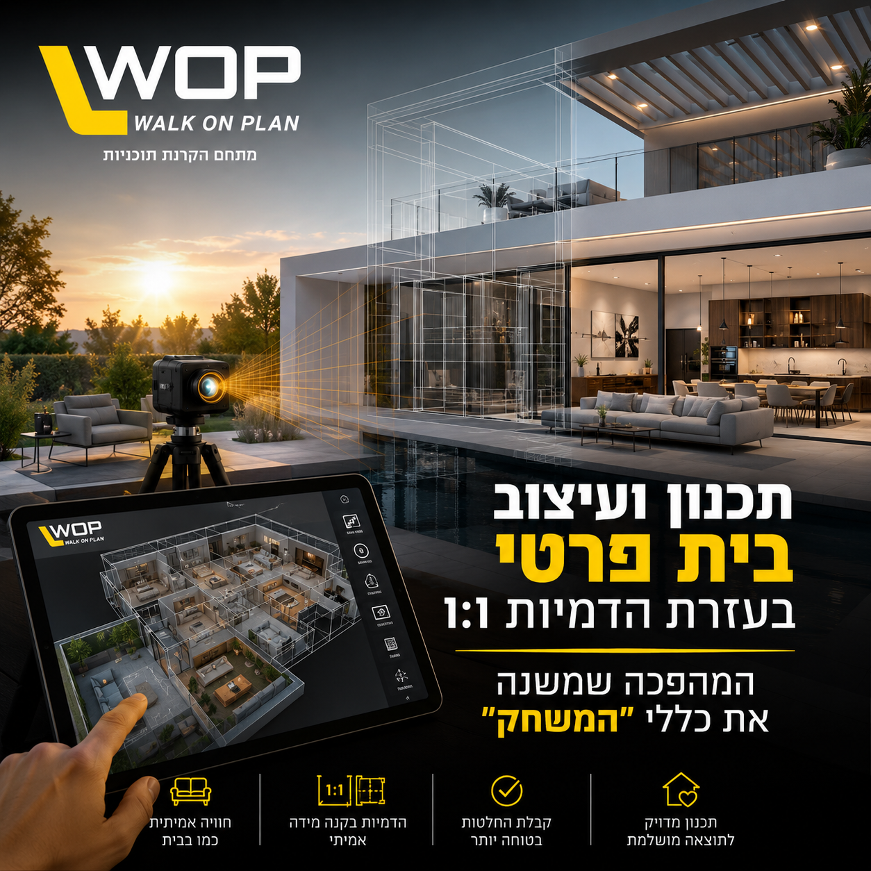 תכנון ועיצוב בית פרטי בעזרת הדמיות 1:1- WOP